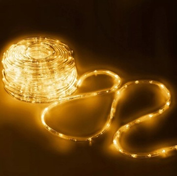 WĄŻ ŚWIETLNY ZEWNĘTRZNY LED LAMPKI BIAŁY CIEPŁY 10M