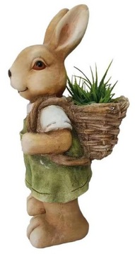 ZAJĄCZEK Z KOSZYCZKIEM OZDOBA FIGURKA DO OGRODU
