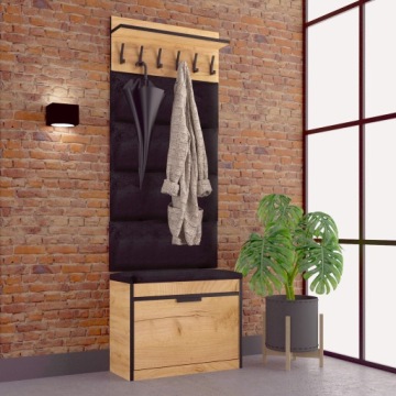 КОМПЛЕКТ МЕБЕЛИ В СТИЛЕ АЛЯСКА ЛОФТ ШКАФ ДЛЯ ОБУВИ С МЯГКИМИ ПАНЕЛЯМИ, ВЕШАЛКА