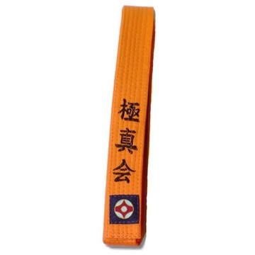 Pomarańczowy Pas Karate do Kimona napis Kyokushin 260 cm