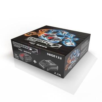 КОМПЛЕКТ ГРАФИТОВЫХ АККУМУЛЯТОРОВ ЛИТИЙ-ИОННЫЙ АККУМУЛЯТОР 4 Ач 58GE132 ЗАРЯДНОЕ УСТРОЙСТВО ДЛЯ ЭНЕРГИИ