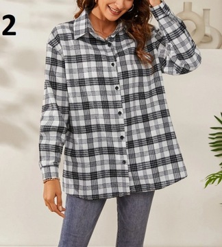 МОДНАЯ ЖЕНСКАЯ РУБАШКА В КЛЕТКУ, ОВЕРСАЙЗ, ЦВЕТА XS