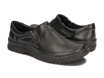 ШИРОКИЕ КОЖАНЫЕ МУЖСКИЕ МОКАСИНЫ 869 ЧЕРНЫЕ 45