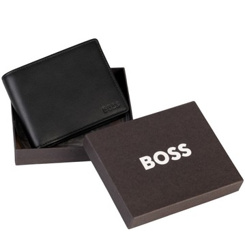 HUGO BOSS skórzany męski portfel skórzany NEW w pudełku BLACK -40%