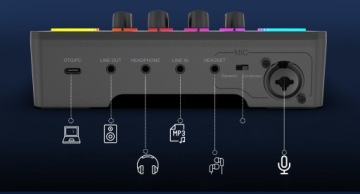 ИГРОВОЙ АУДИО МИКШЕР МУЗЫКАЛЬНАЯ КАРТА КОМПЬЮТЕР МИКШЕР USB RGB XLR PRO