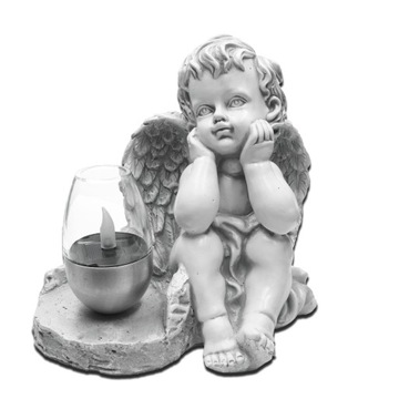 СЕРАЯ ГИПСОВАЯ ФИГУРКА Гробница СОЛНЕЧНАЯ СВЕТОДИОДНАЯ ЛАМПА