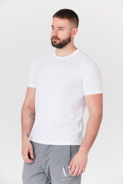 EA7 EMPORIO ARMANI Biały t-shirt męski z logo S