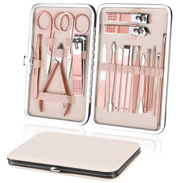 Zestaw 18w1 Manicure Pedicure Różowe Złoto