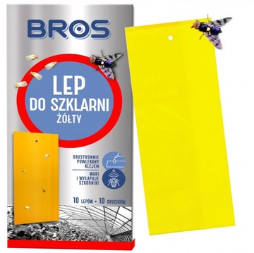 BROS ŻÓŁTY LEP DO SZKLARNI NA MSZYCE MĄCZNIK 10szt