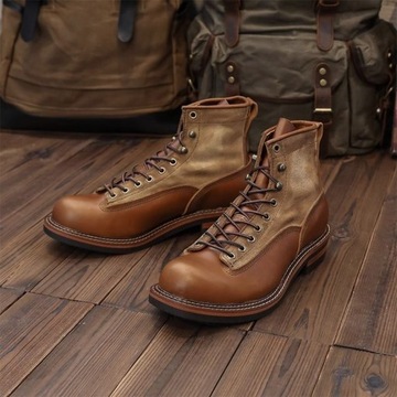 Men's martin boots, high-top paratrooper boots, brown leather shoes