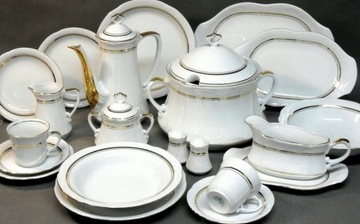 052 BULIONÓWKA 400 ml SPODEK Złoty Pasek KAMELIA CHODZIEŻ MALCER Porcelana