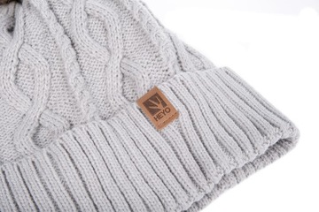 CZAPKA DAMSKA ZIMOWA Z POMPONEM POLAREM OCIEPLENIEM WARKOSZ CIEPŁA BEANIE