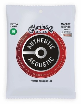 Struny do gitary akustycznej 12-strunowej Martin MA500T