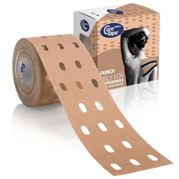 Tasma CureTape PUNCH kinesiology tape tejpy LIMFATYCZNE z otworami BEZOWE