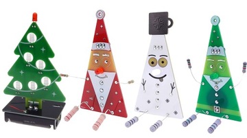 Pakiet ozdób DIY: Mikołaj, Bałwanek, Elf + Choinka LED RGB, AVTXMASBOX3