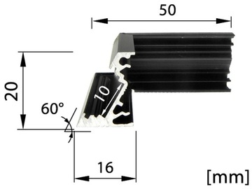 PL16KCZ60 УГЛОВОЙ СОЕДИНИТЕЛЬ СВЕТОДИОДНОГО ПРОФИЛЯ УГОЛ 60 СВИДНИК