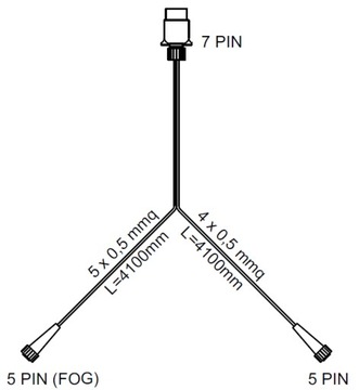 Кабель прицепа 7-контактный, 4 м, 7-контактный байонетный разъем 5-контактный штекер Mantes