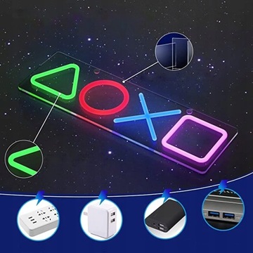 Неоновый символ игрового ночника PS4 42×12,5×2см