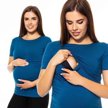 BLUZKA DO KARMIENIA CIĄŻOWA KRÓTKI RĘKAW morski M