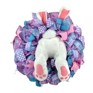 Wielkanocna Naklejka Ścienna Królik Wieniec Styl Bunny B