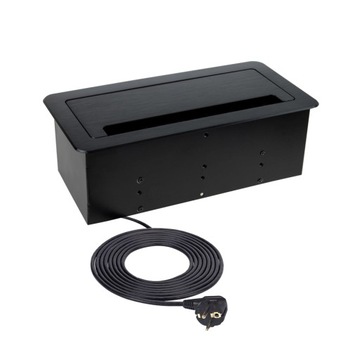Gniazdo wpuszczane, otwierane INBOX z USB A+C, RJ45 i HDMI, czarny, 1,5m
