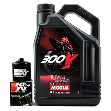 Olej silnikowy MOTUL 300v 10W40 4T 4l MA2 + gratis filtr K&N KN138