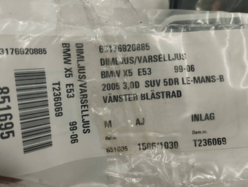 BMW X5 E53 2006 SVĚTLO MLHOVKY HALOGEN