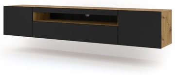 AURA 200 Тумба под телевизор, дуб ремесленный/черный матовый + LED