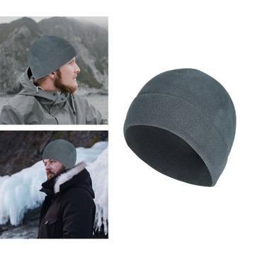 Krótka czapka Beanie Plain Knit Hat Winter Solid Cuff szara