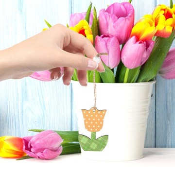 DEKOR TULIPANY OZDOB WIOSENNE DRZEWA DREWNIANE