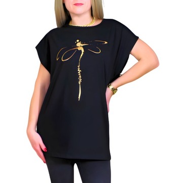 BLUZKA KOSZULKA T-SHIRT NADRUK ZŁOTY BAWEŁNA WAŻKA 4XL, XXXL 48