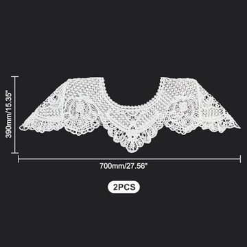 Kołnierz koronkowy odpinany fałszywy wykończenie dekoltu biały zestaw 2szt