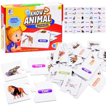 Edukacyjne puzzle j.angielski zwierzęta ZA3863
