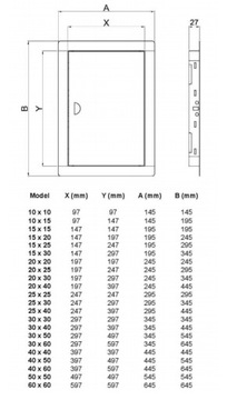 DRZWICZKI REWIZYJNE, MALOWANE, 60x60, ZATRZASK