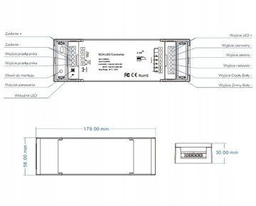Светодиодный контроллер RGB+CCT 12–48 В, 360 Вт/720 Вт, серия SD RF, 2,4 ГГц