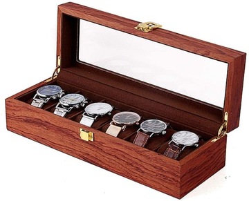 Drewniane pudełko na zegarek 6 slotów