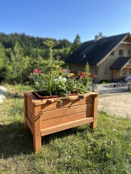 Деревянная подставка для цветов в ПОДАРОК ​​перед домом, террасой, коричневый цветочный горшок DEER