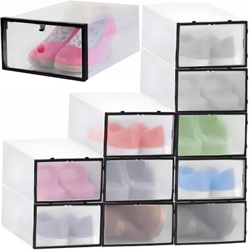 10x Pudełka z Pokrywką Na Buty 31x21x12cm 10szt Składane Organizer DO Szafy