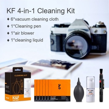 Фотонабор K&F для чистки объективов, оптики и фильтров (4в1).