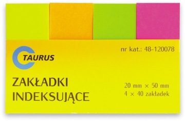 KARTECZKI SAMOPRZYLEPNE, ZAKŁADKI INDEKSUJĄCE 20X50MM 160 KARTEK