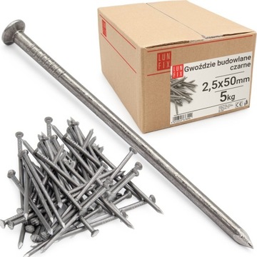 Gwoździe budowlane czarne 2,2*50, pak. po 5kg.