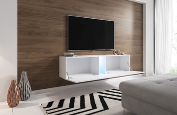 Подвесная тумба под ТВ Slant 160, белый матовый LED