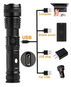 МОЩНЫЙ ВОЕННЫЙ ТАКТИЧЕСКИЙ ФОНАРЬ CREE XHP50 ДИАПАЗОН ЗУМА 2 КМ СПАСЕНИЕ