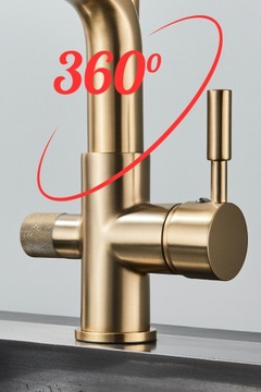 ТРЕХХОДОВОЙ смеситель для кухни с выдвижным изливом, кухонный смеситель, золотой фильтр.