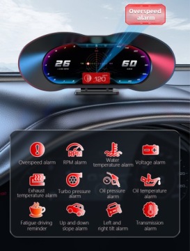 АВТОМОБИЛЬНЫЙ HUD HEAD-UP ДИСПЛЕЙ P5 OBD+GPS SMART METER, ПОДХОДИТ ДЛЯ БОЛЬШИНСТВА АВТОМОБИЛЕЙ