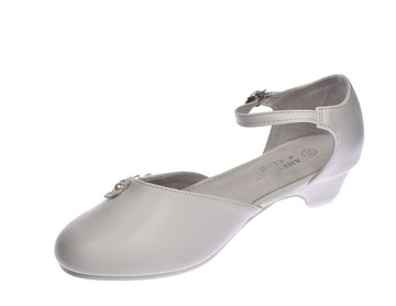 Белые балетки на высоком каблуке для первого причастия, размер 60/24. 37