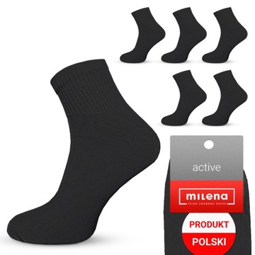 5x Skarpety męskie bawełniane MILENA ACTIVE sportowe skarpetki czarne 41-43