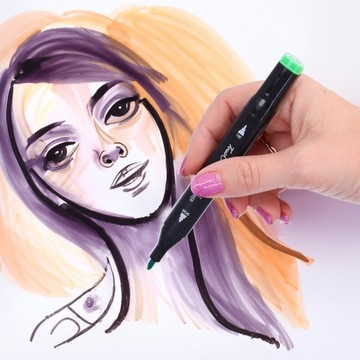 Спиртовые маркеры 80 двусторонних сенсорных маркеров, цветные маркеры + сумка