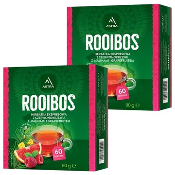 HERBATA ROOIBOS CZERWONA EKSPRESOWA Z MALINAMI I GRAPEFRUITEM ASTRA 120 T