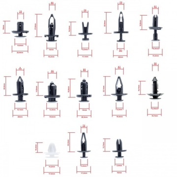 АВТОМОБИЛЬНЫЕ ЗАЖИМЫ, ШПИЛЬКИ ДЛЯ ОБИВКИ, 237 шт.